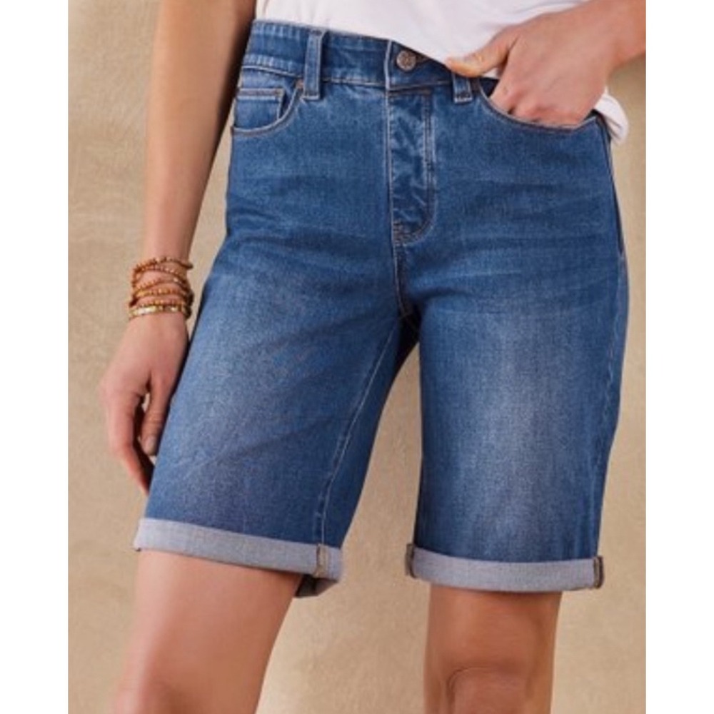 Soft Surroundings Blue Denim Bermuda Shorts